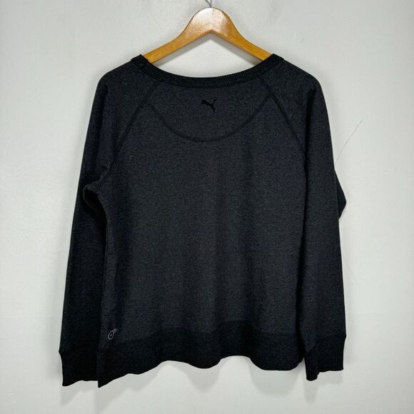 Puma Dry Cell Sweatshirt Sweater Women Large Gray Cropped Cotton Graphic Script - Picture 8 of 11
